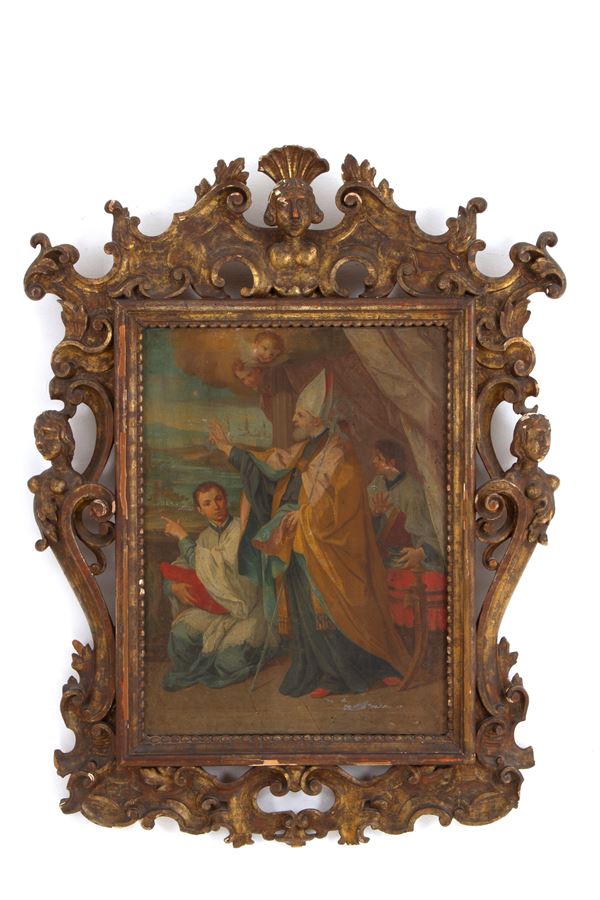 Painting "ST. BERNARD BLESSES THE WATERS OF PO RIVER"