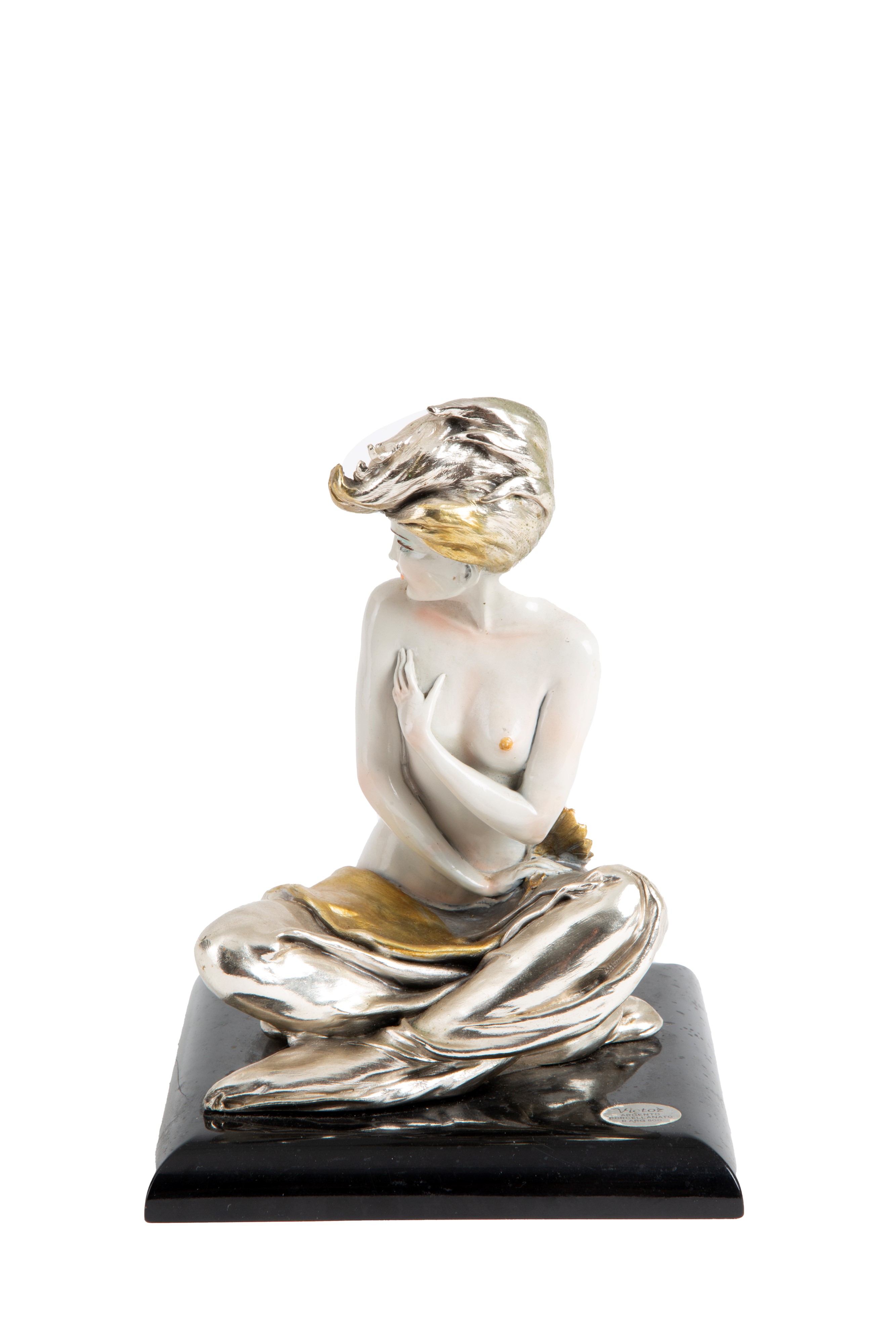 Emilio Casarotto - Scultura in Argento Porcellanato "figura Femminile Seduta"