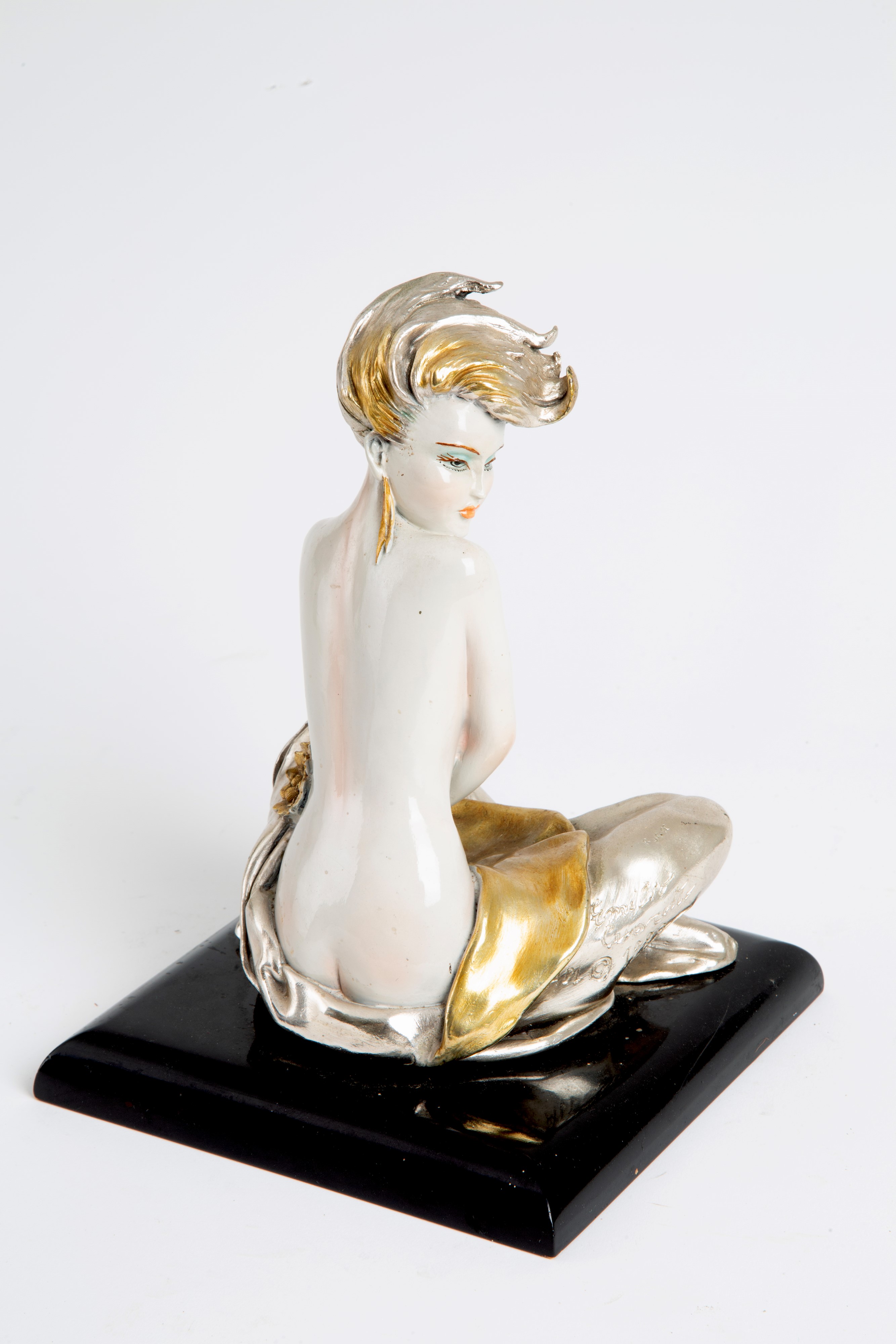 Emilio Casarotto - Scultura in Argento Porcellanato "figura Femminile Seduta"
