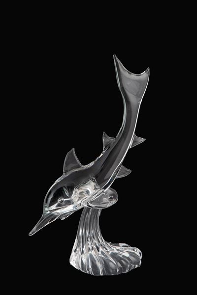 Scultura in Vetro "delfino su Onda"