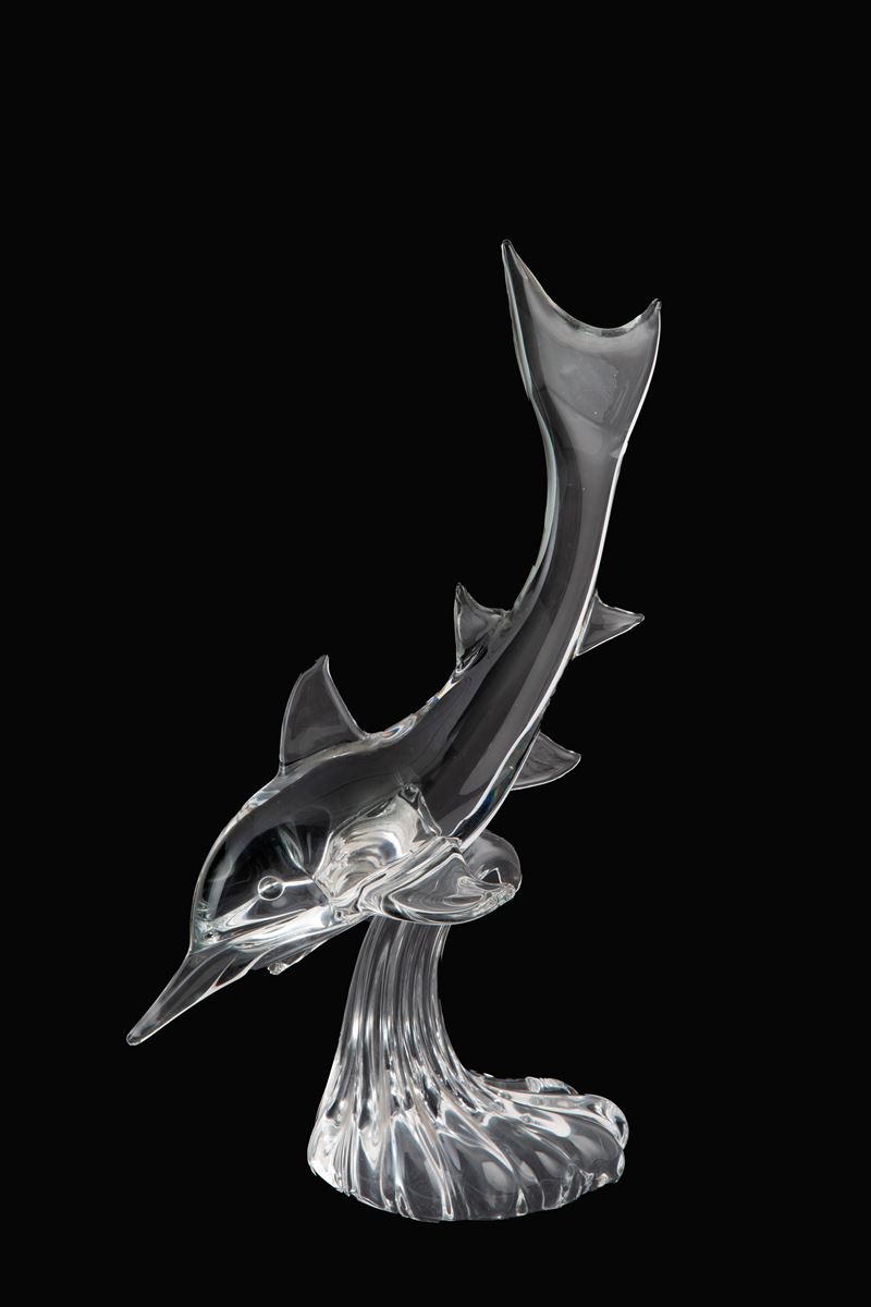 Scultura in Vetro "delfino su Onda"