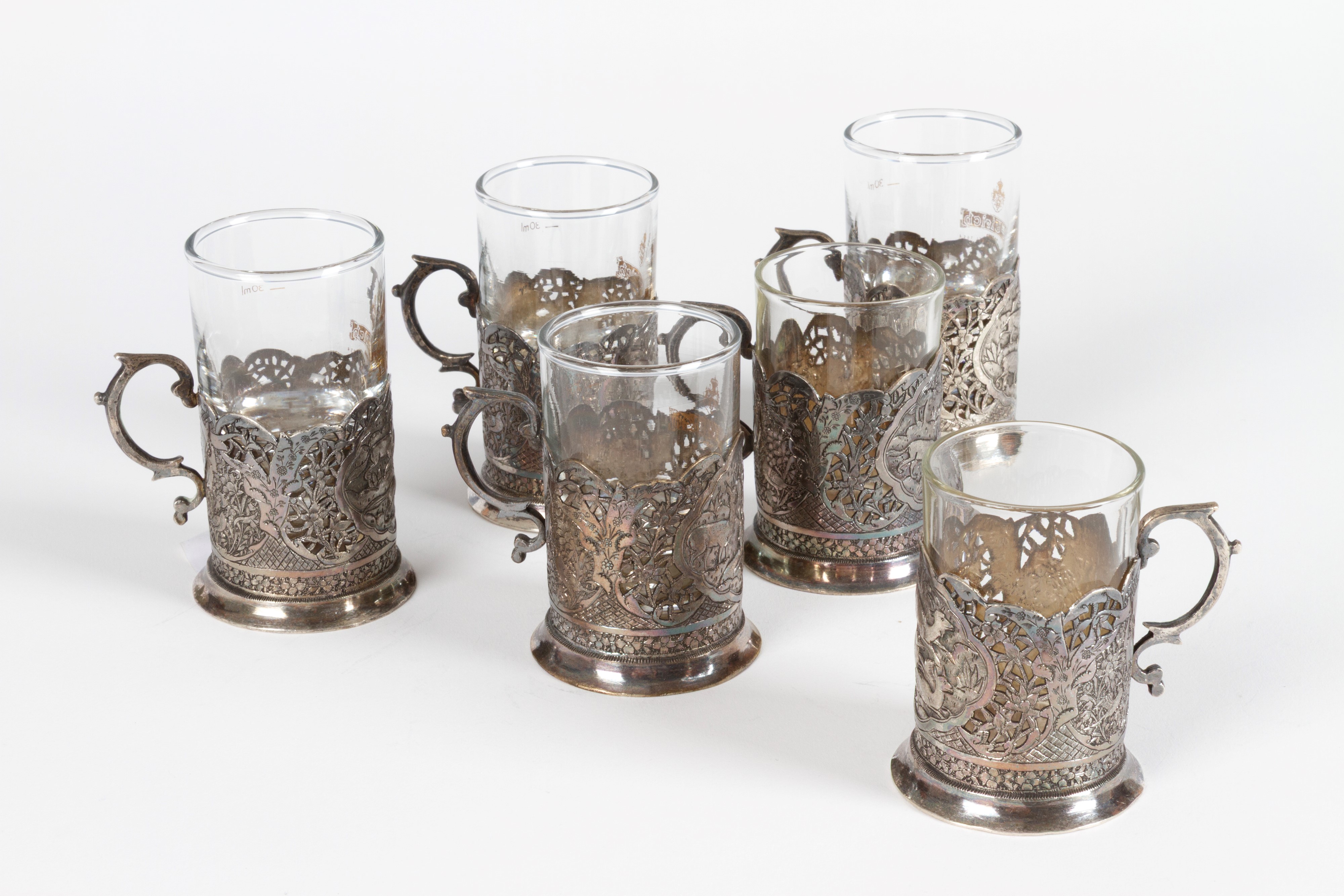 Sei porta bicchierini in argento