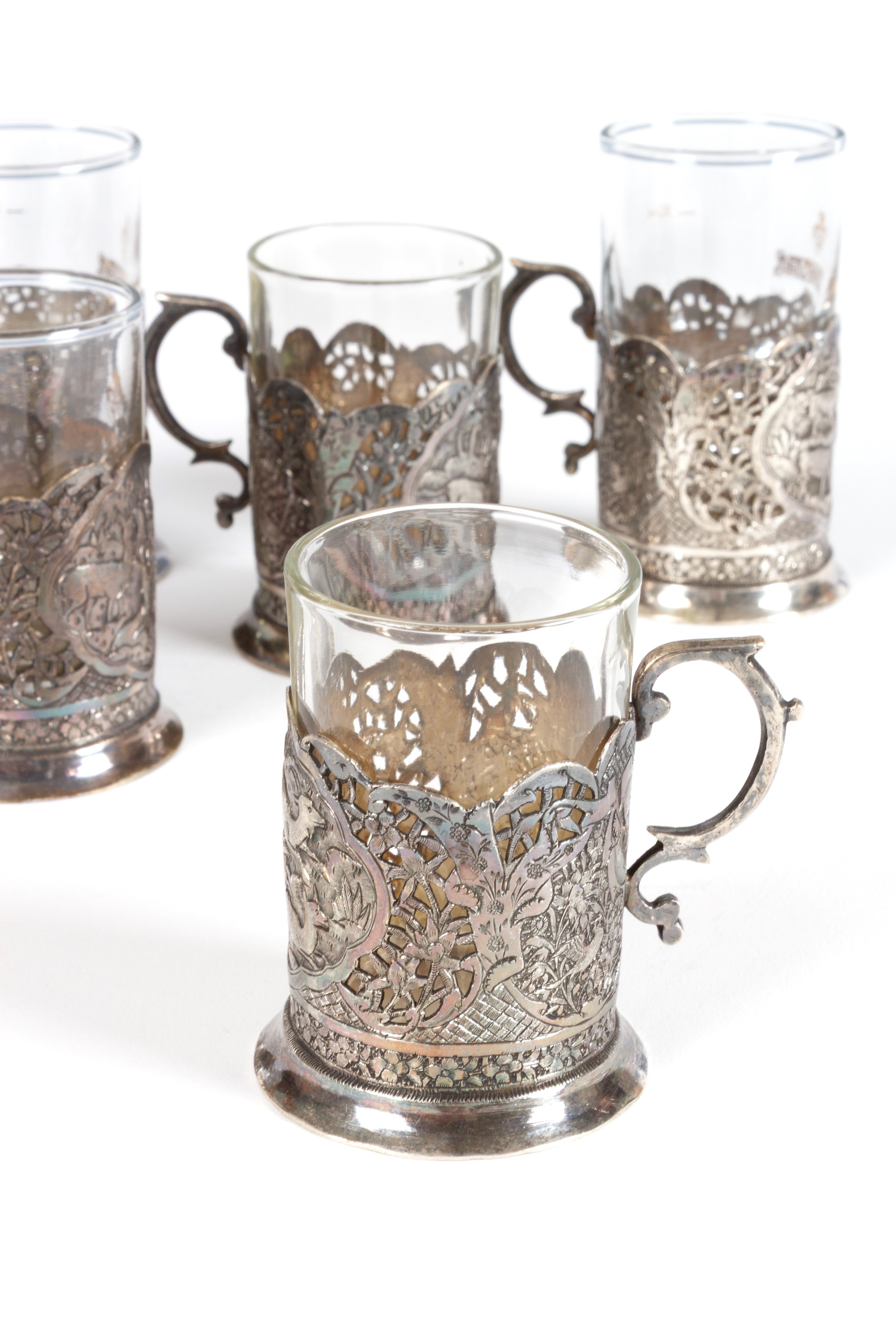 Sei porta bicchierini in argento