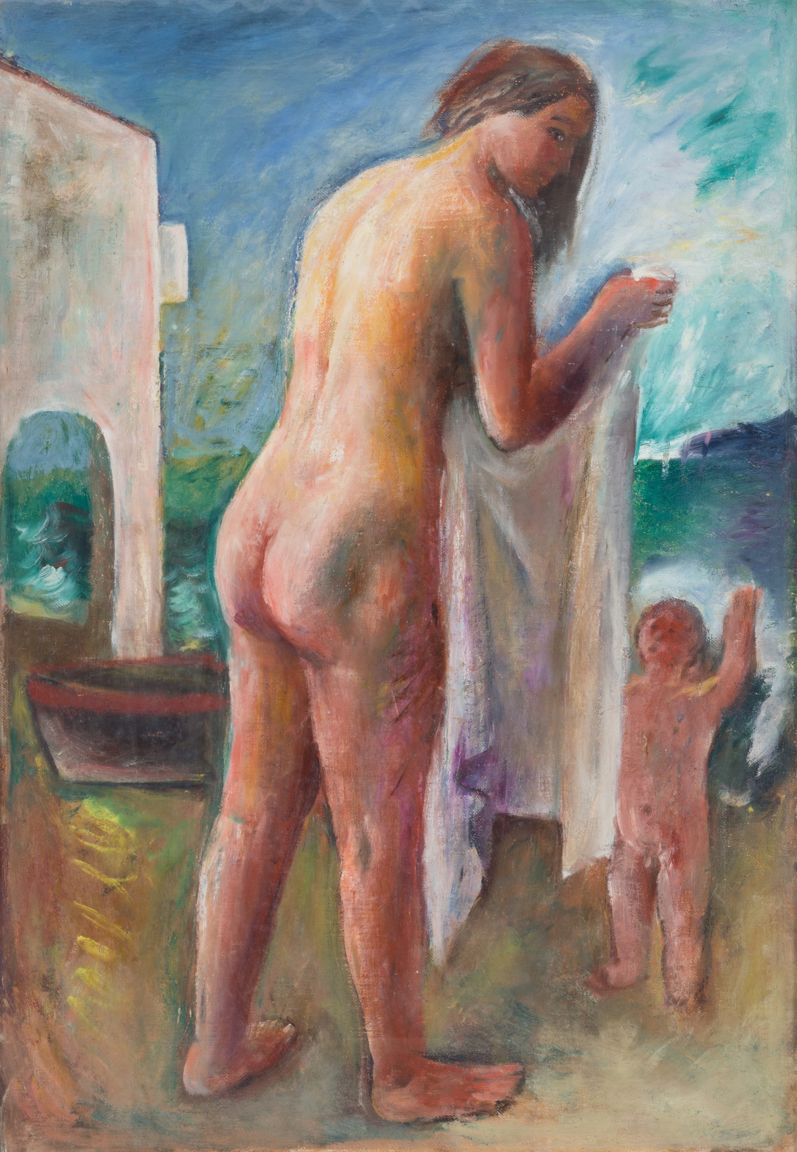 Guido Paolo Pajetta - Dipinto "madre e Figlio sulla Spiaggia"