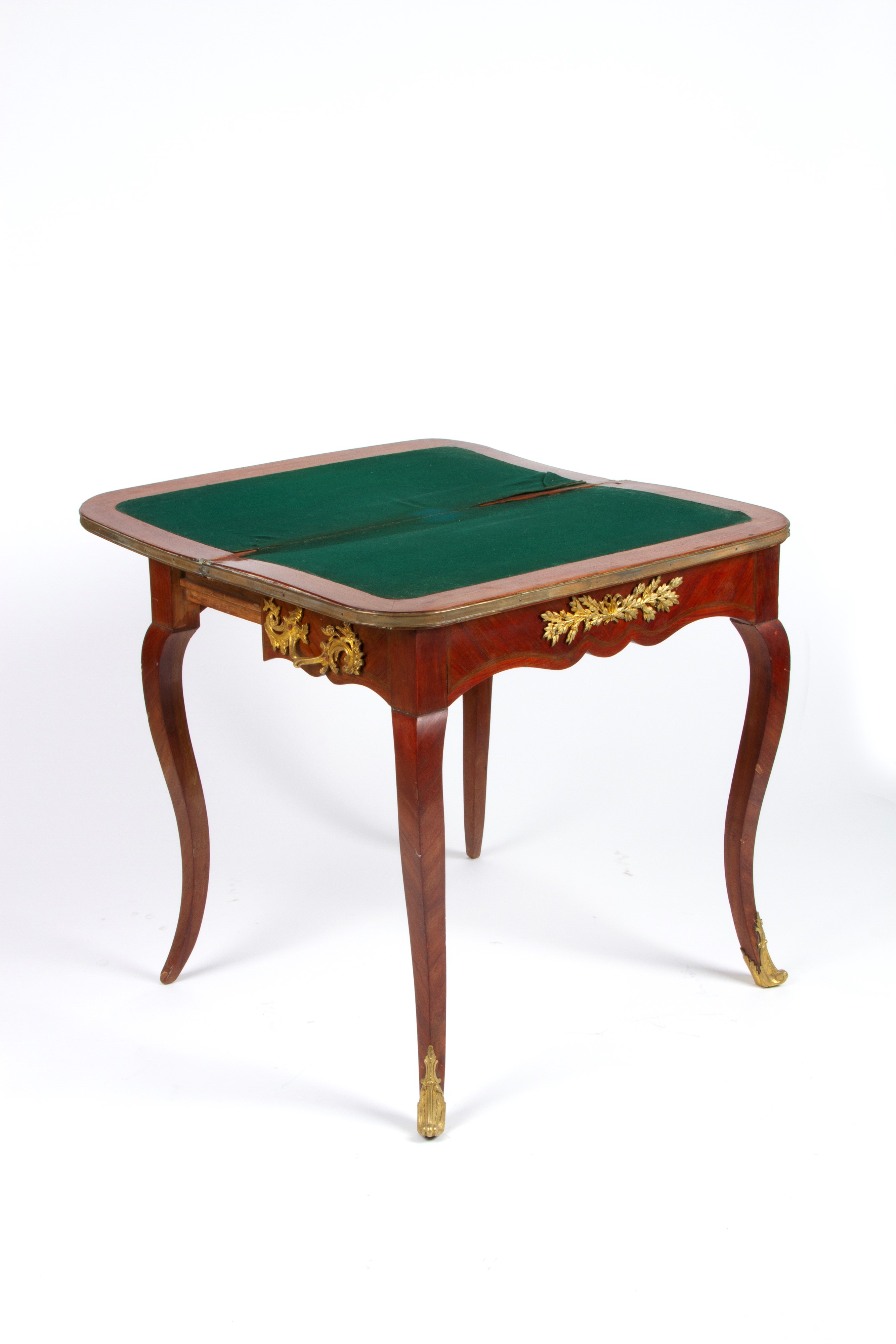 Tavolino da gioco in legno intarsiato e bronzo, Francia, Metà XIX secolo