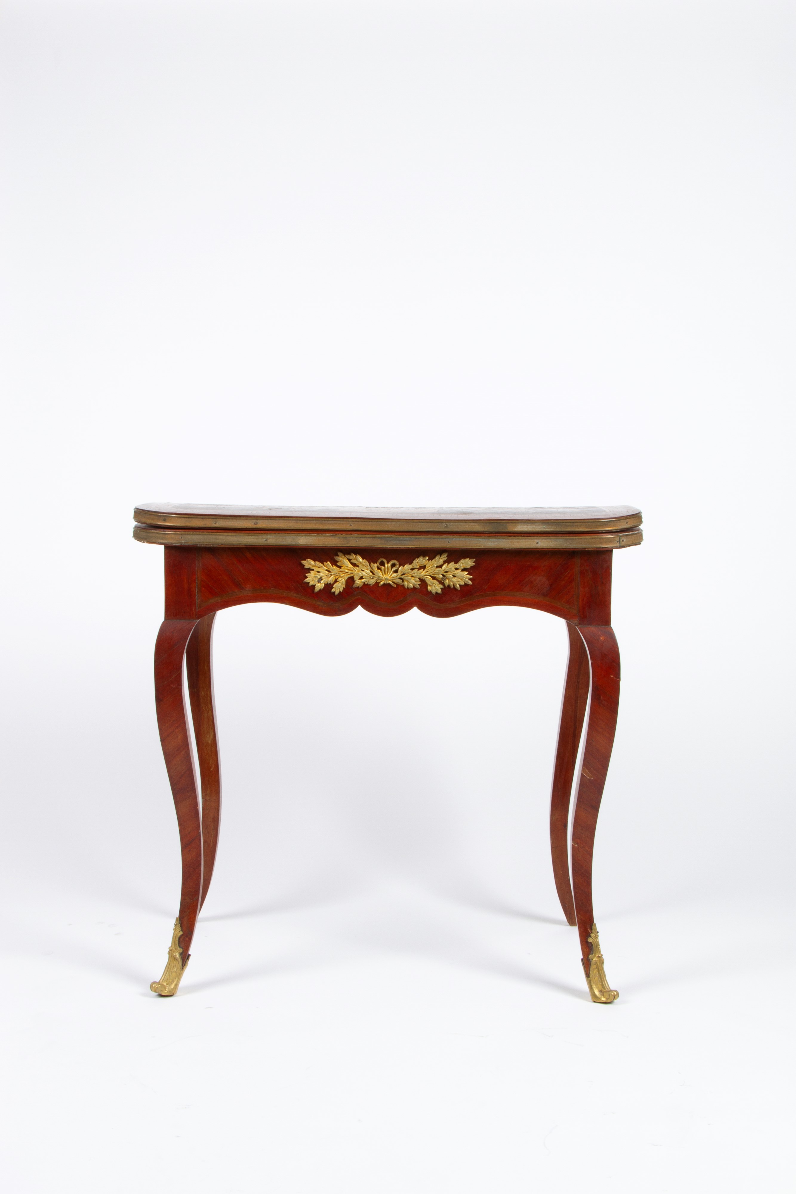 Tavolino da gioco in legno intarsiato e bronzo, Francia, Metà XIX secolo