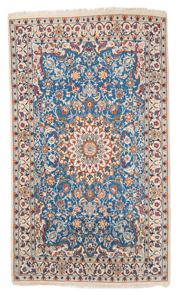 Nain wool and silk rug. Persia