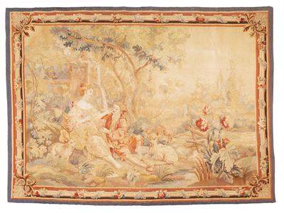 Aubusson, Tappeto in lana e seta, Francia, XIX secolo