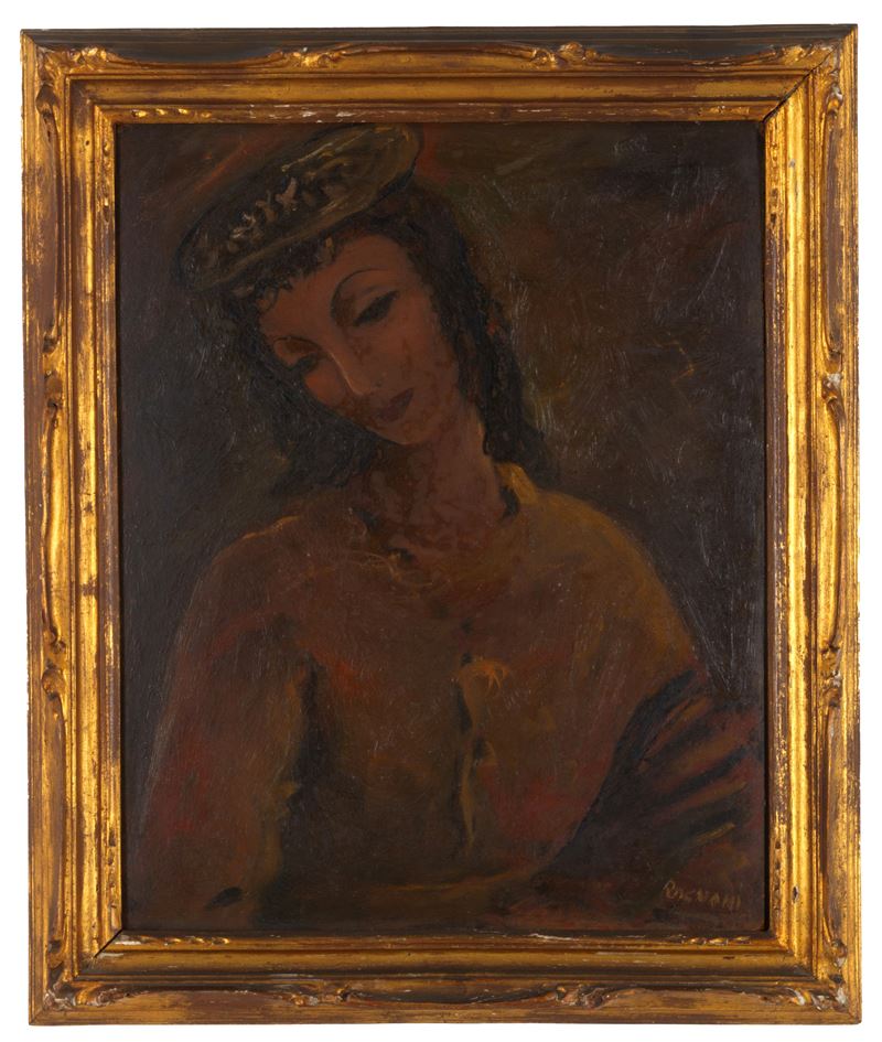 Franco Rognoni - Ritratto di donna, olio su masonite