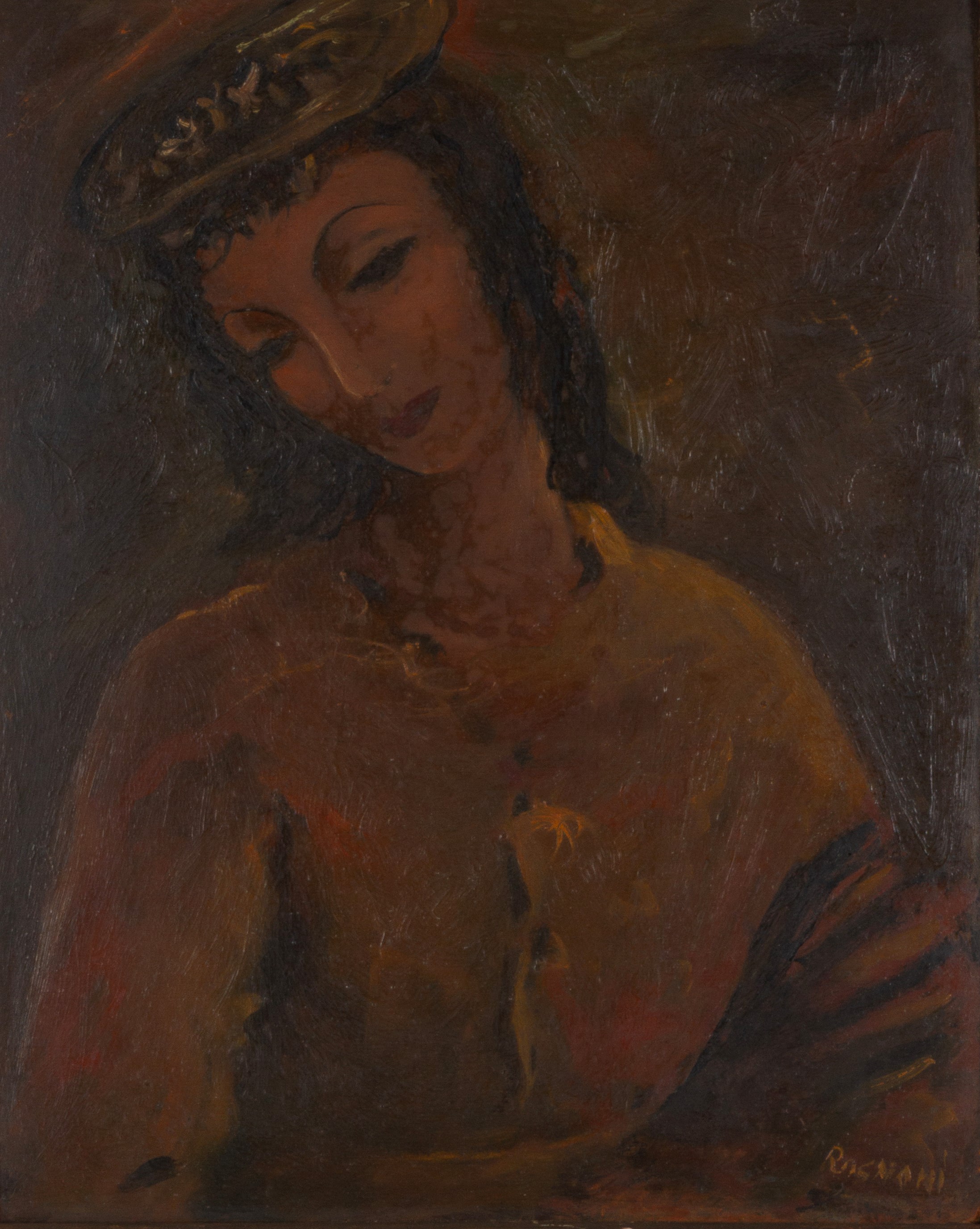 Franco Rognoni - Ritratto di donna, olio su masonite