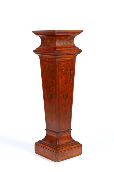 Colonna in satinwood intarsiato e dipinto, Inghilterra, XIX secolo