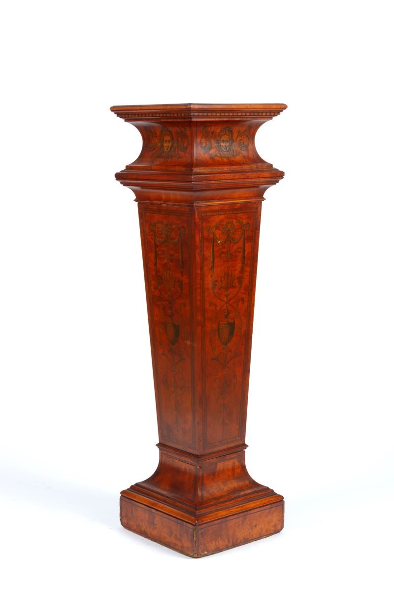 Colonna in satinwood intarsiato e dipinto, Inghilterra, XIX secolo