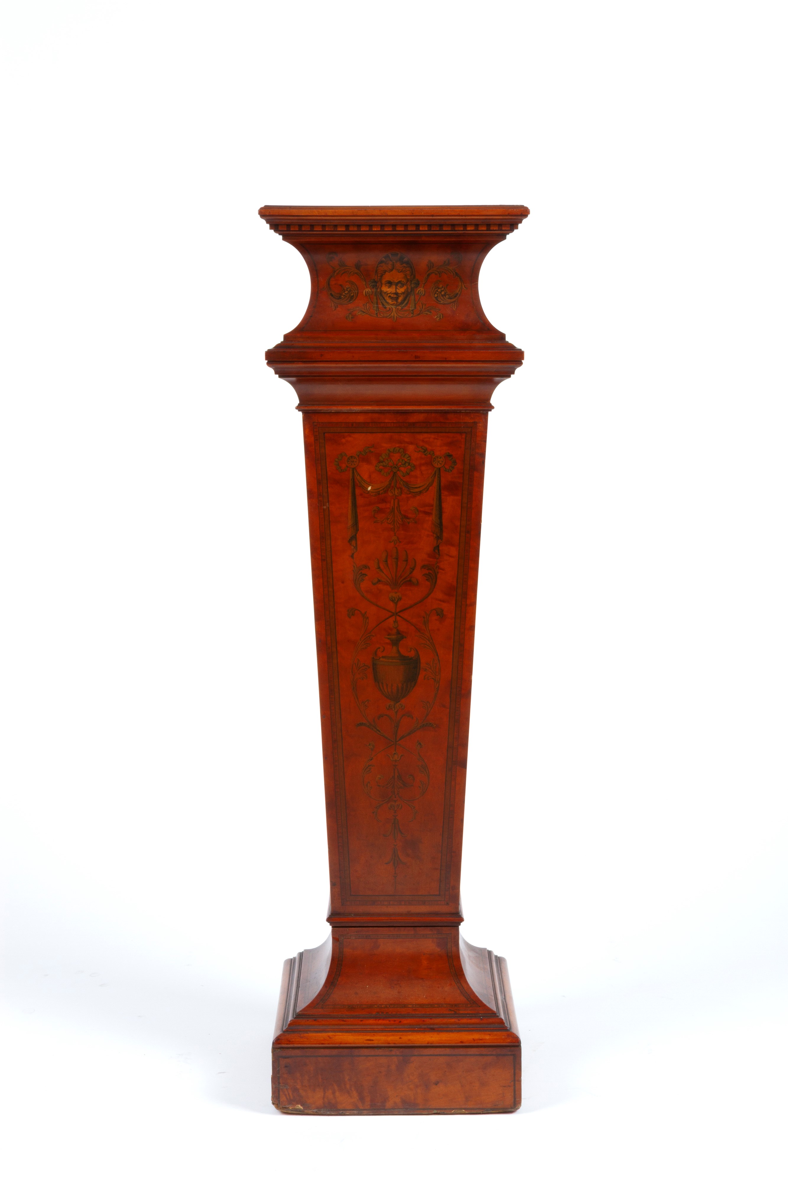 Colonna in satinwood intarsiato e dipinto, Inghilterra, XIX secolo