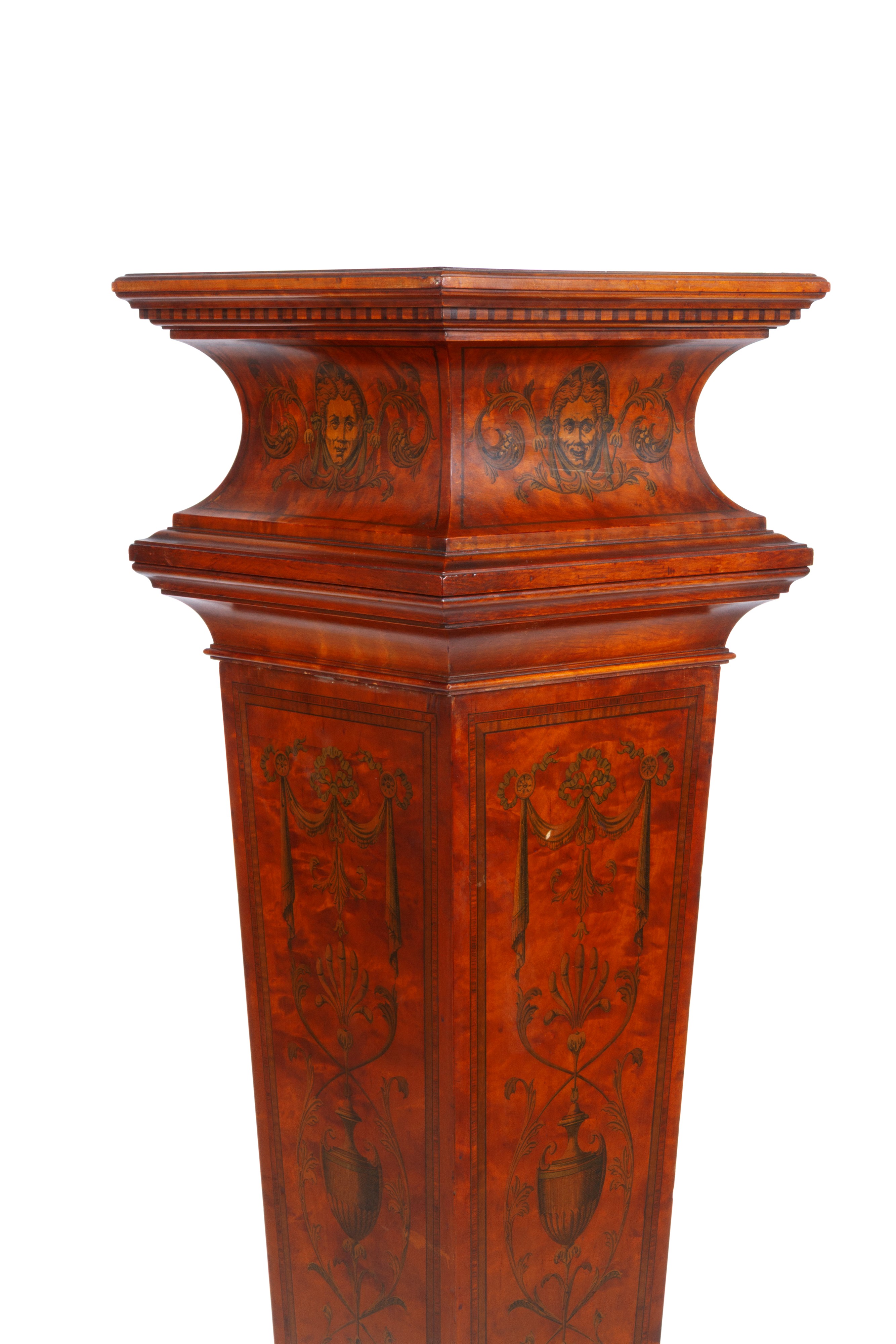 Colonna in satinwood intarsiato e dipinto, Inghilterra, XIX secolo