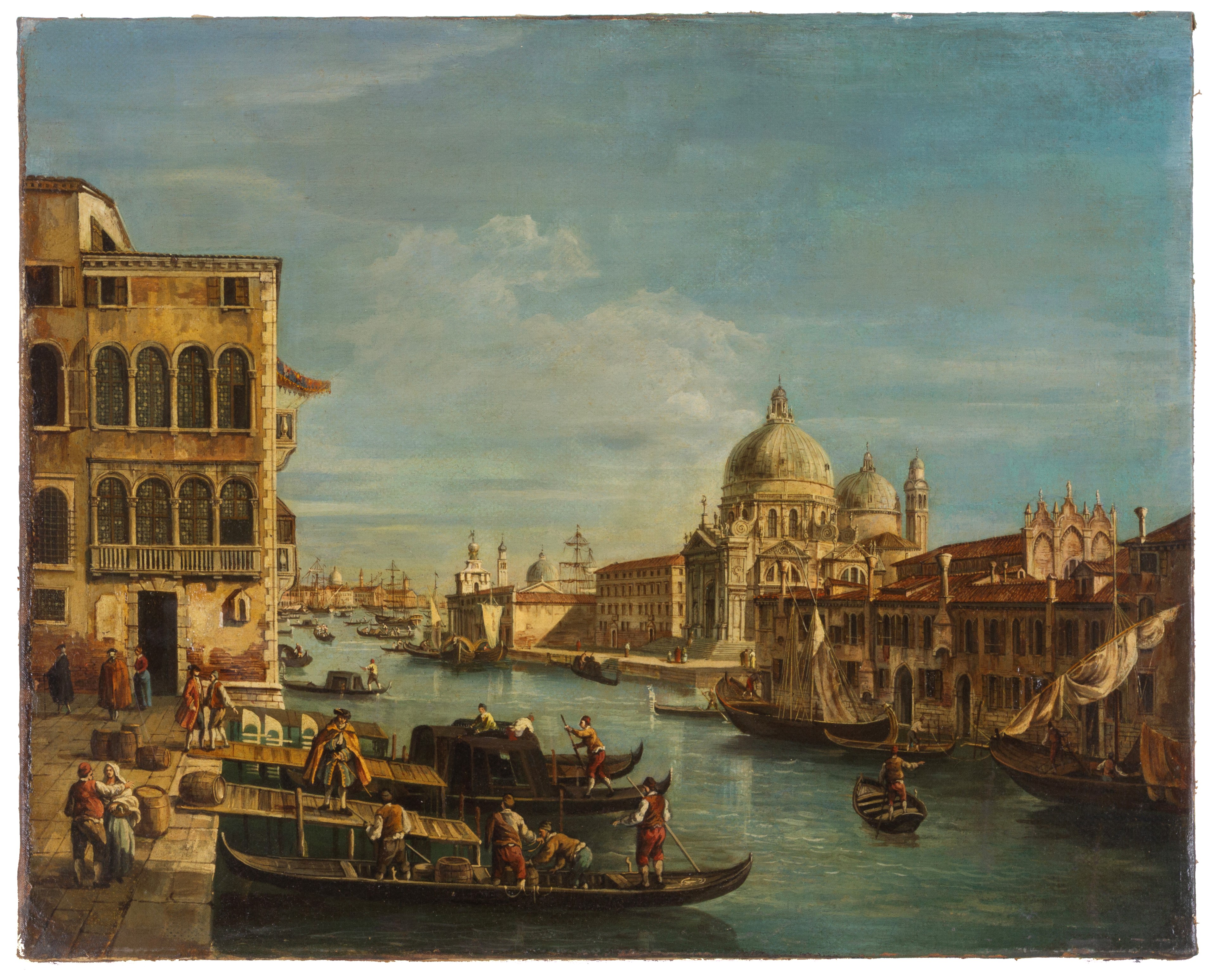 Autore sconosciuto, Veduta di Venezia dal Canal Grande verso Santa Maria della Salute, olio su te...