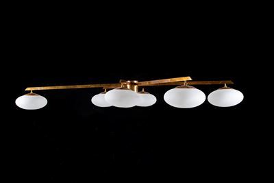 Plafoniera mod. Sei Lune in ottone e metallo laccato