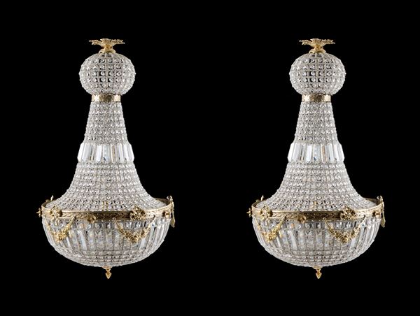 Coppia di lampadari a mongolfiera