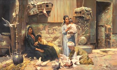 Autor sconosciuto, Scena di vita orientale, olio su tela