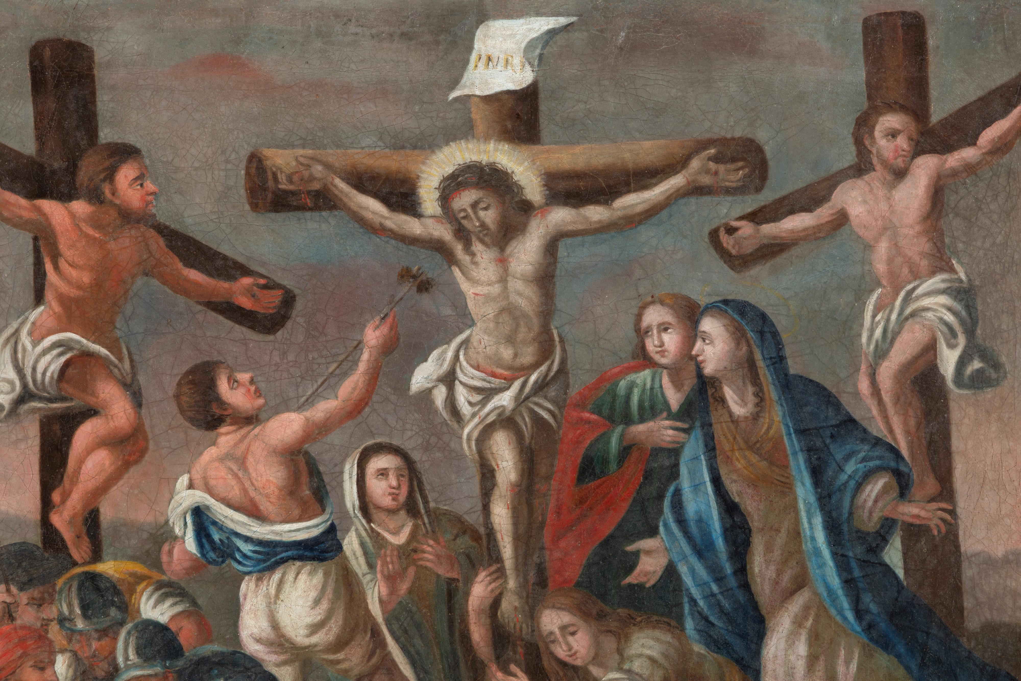 Dipinto del XVIII secolo, Crocifissione, olio su tela