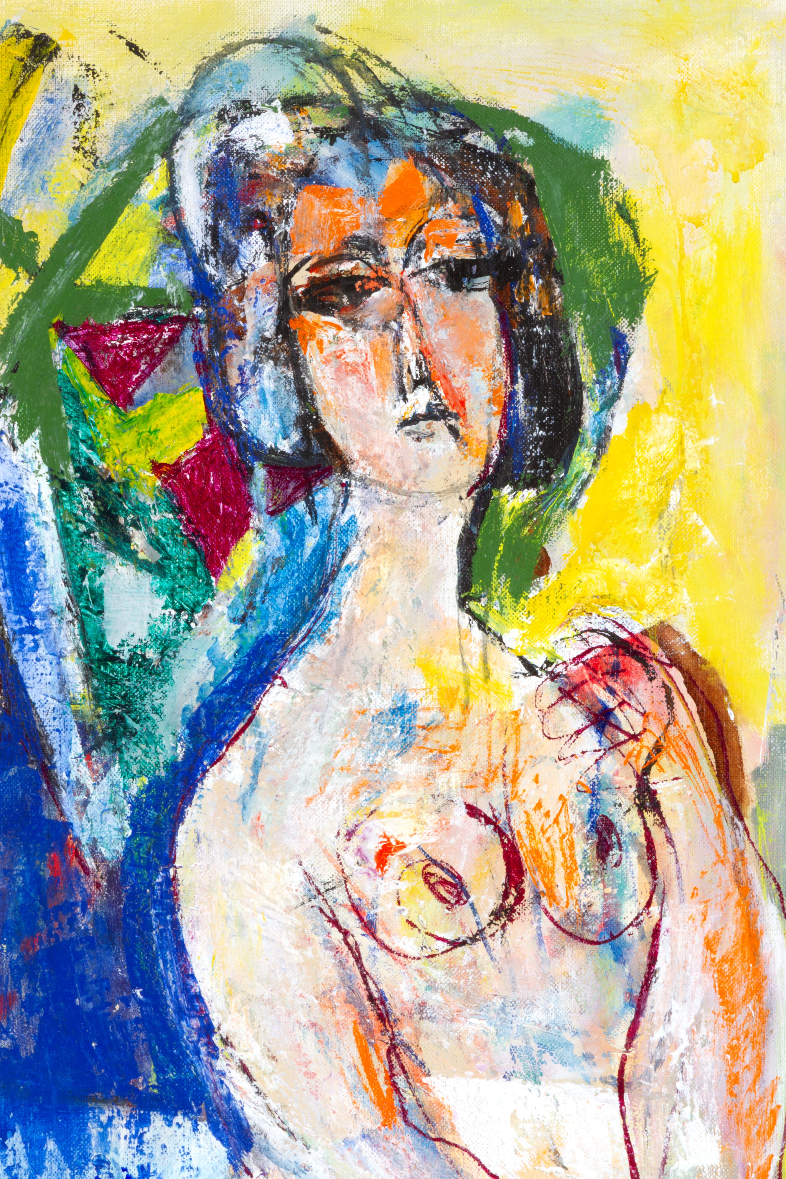 Guido Paolo Pajetta - GUIDO PAOLETTA, Donna altera a seno nudo, acrilico su tela (1967)
