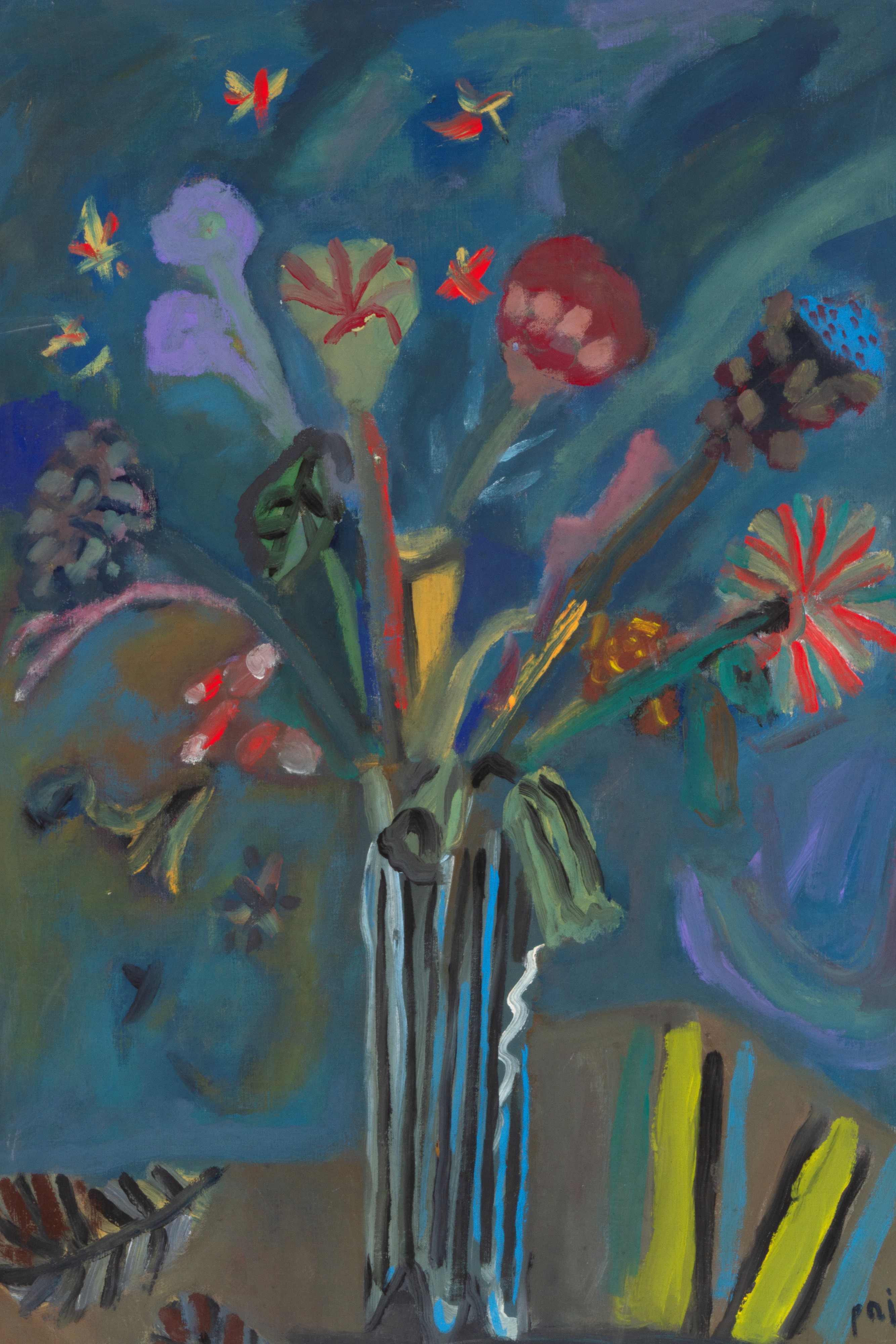 Guido Paolo Pajetta - Fiori e insetti, olio su tela