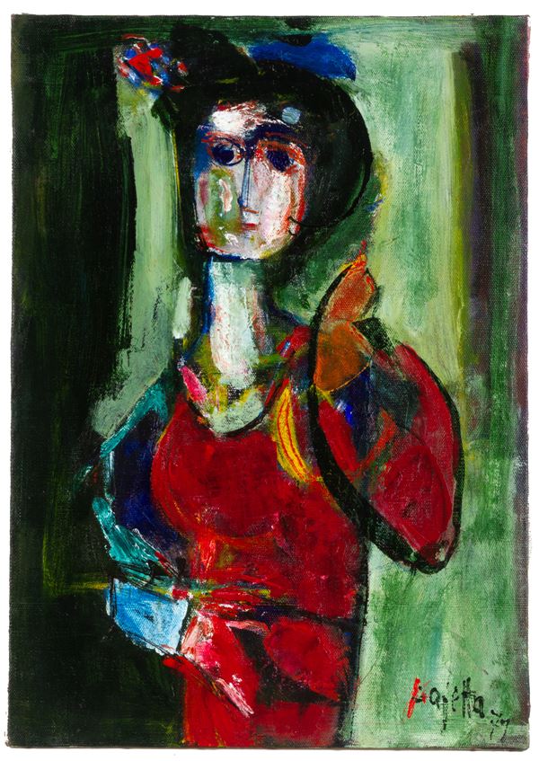 GUIDO PAOLO PAJETTA - Painting "WOMAN IN RED"
