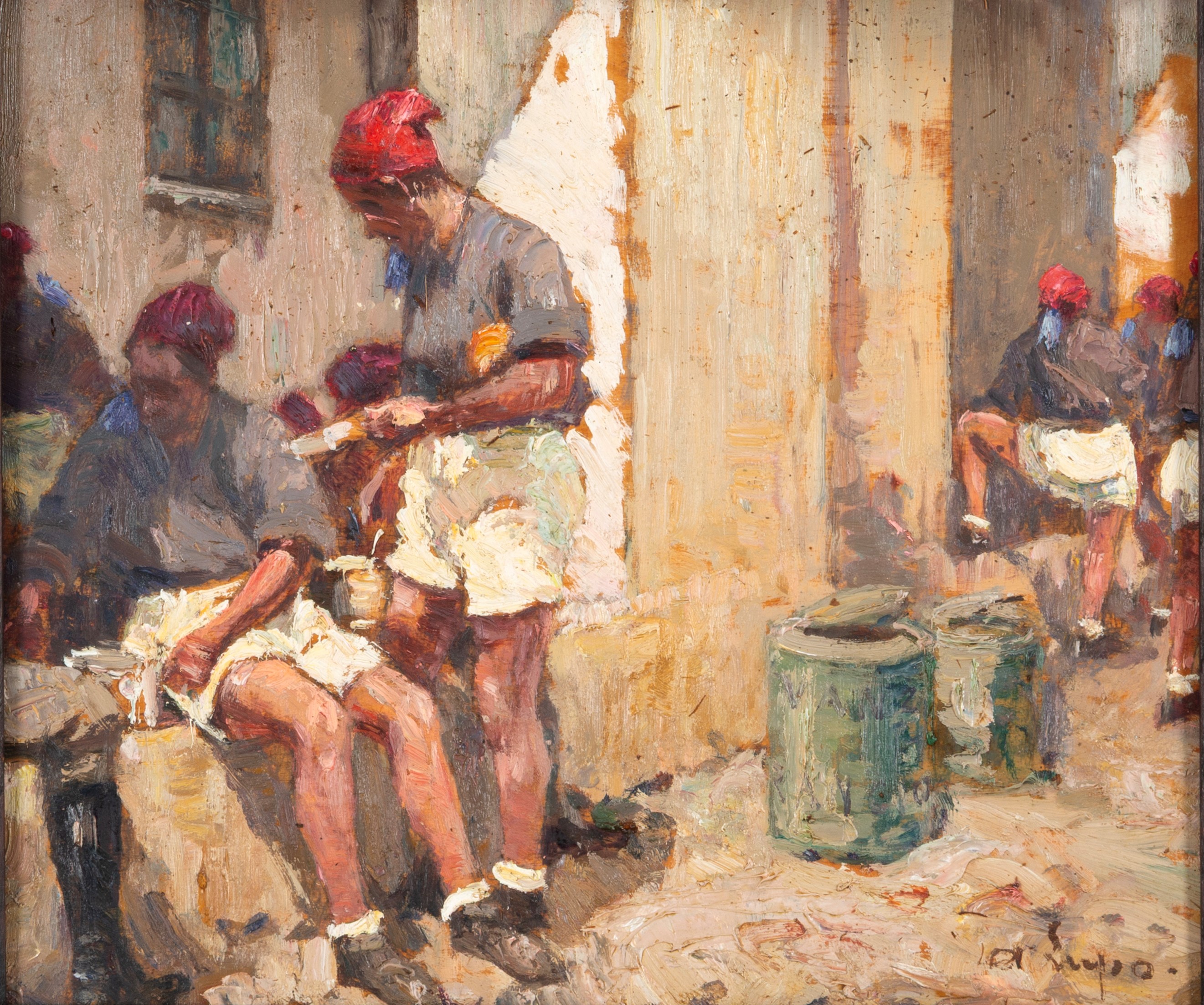 Alessandro Lupo - Pescatori, olio su tavoletta