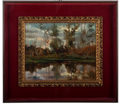 Riflessi nell’acqua, olio su masonite