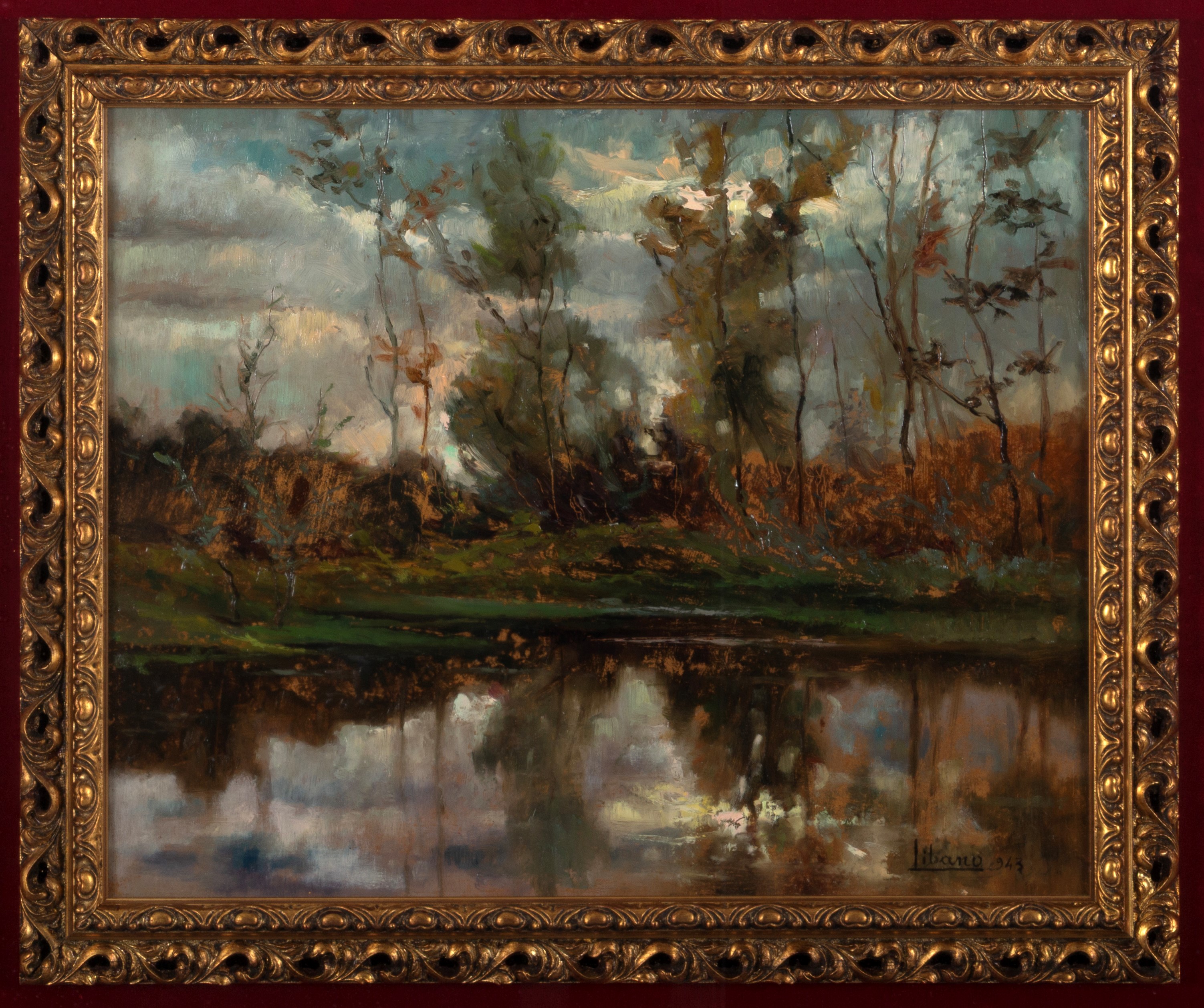 Cesare Libano - Riflessi nell’acqua, olio su masonite