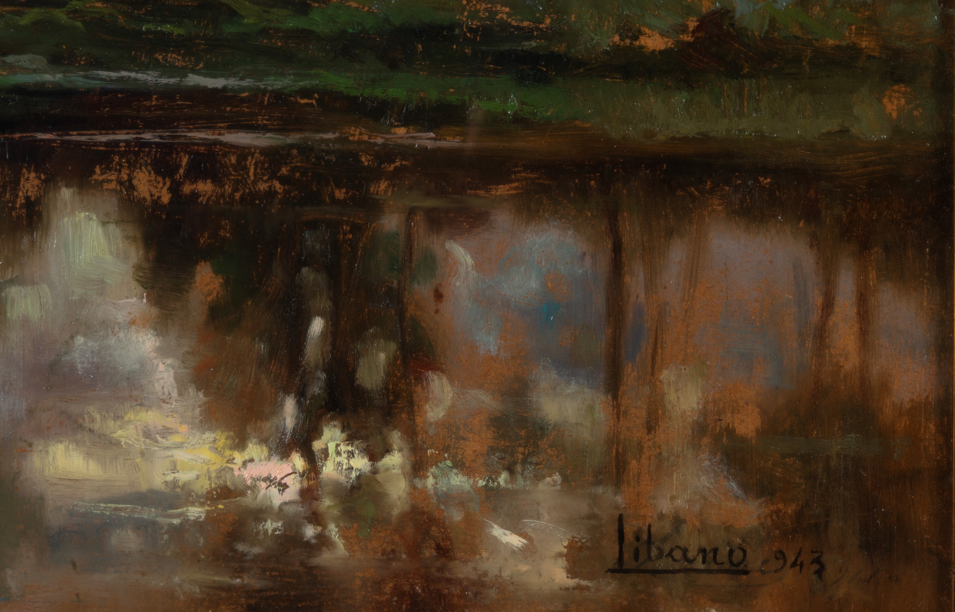 Cesare Libano - Riflessi nell’acqua, olio su masonite