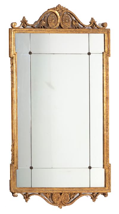 Specchiera, legno intagliato e dorato, XIX secolo