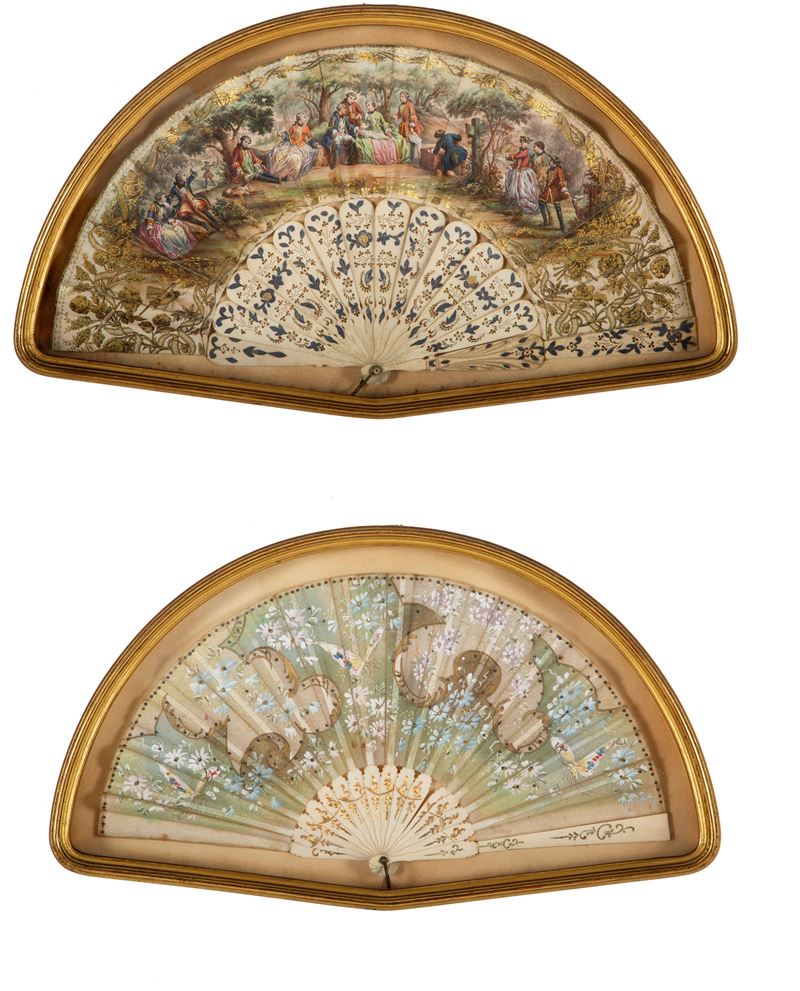 Coppia di ventagli dipinti