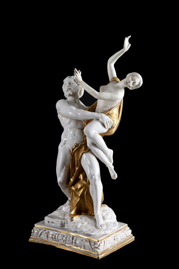 Scultura in porcellana "RATTO DI PROSERPINA". COZZI