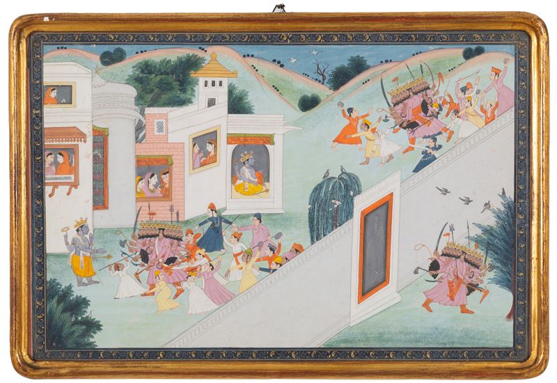 Gouache "SCENA DAL RAMAYANA"