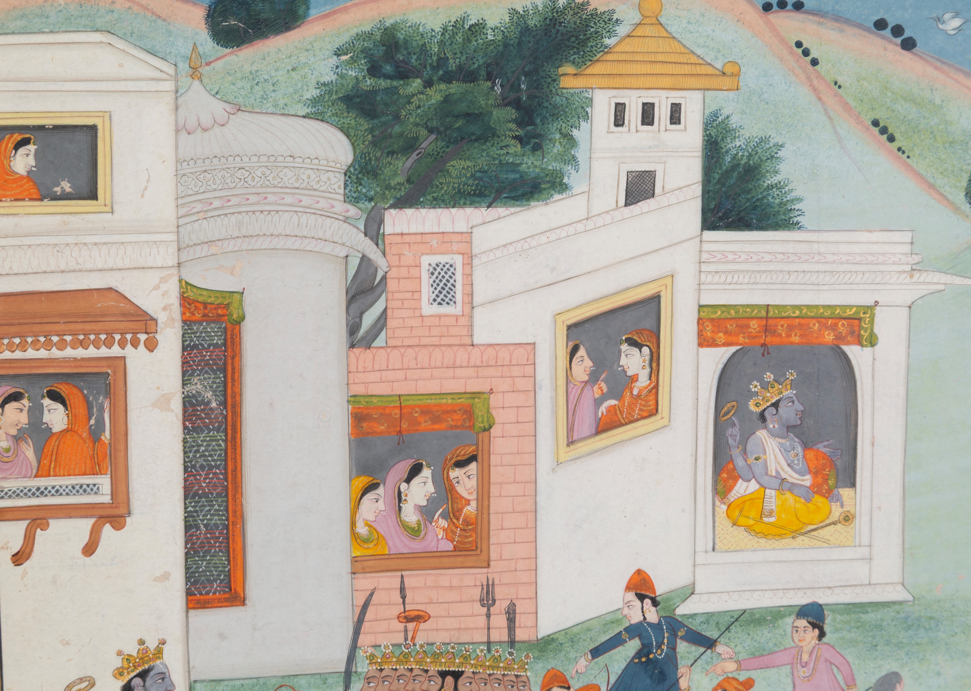 Gouache "SCENA DAL RAMAYANA"