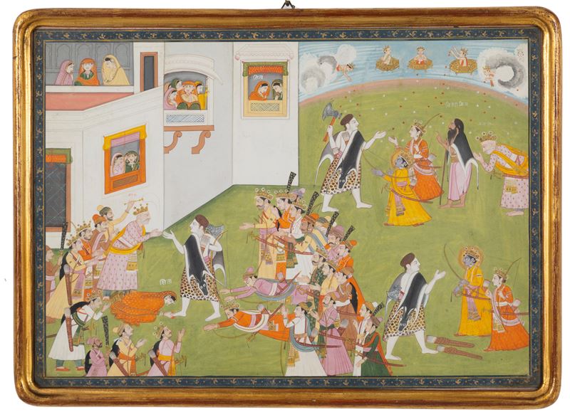 Gouache "SCENA DAL RAMAYANA"