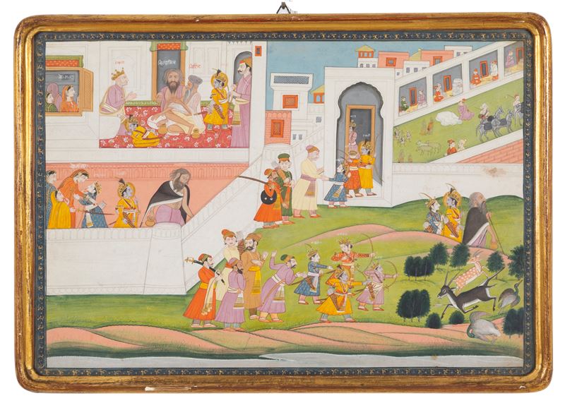 Gouache "SCENA DAL RAMAYANA"