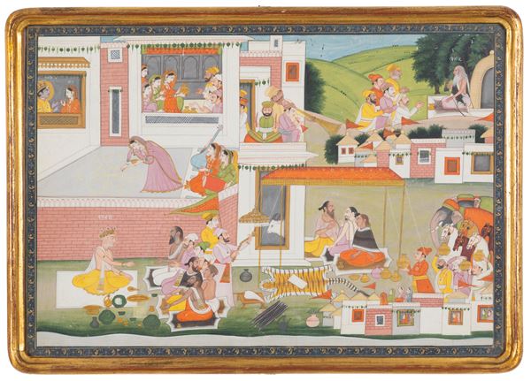 Gouache "SCENA DAL RAMAYANA"