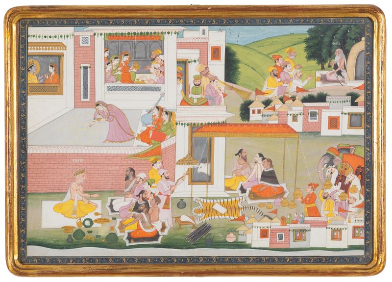 Gouache "SCENA DAL RAMAYANA"