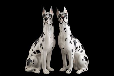 Coppia di sculture in ceramica, 'ALANI ARLECCHINO', XX secolo