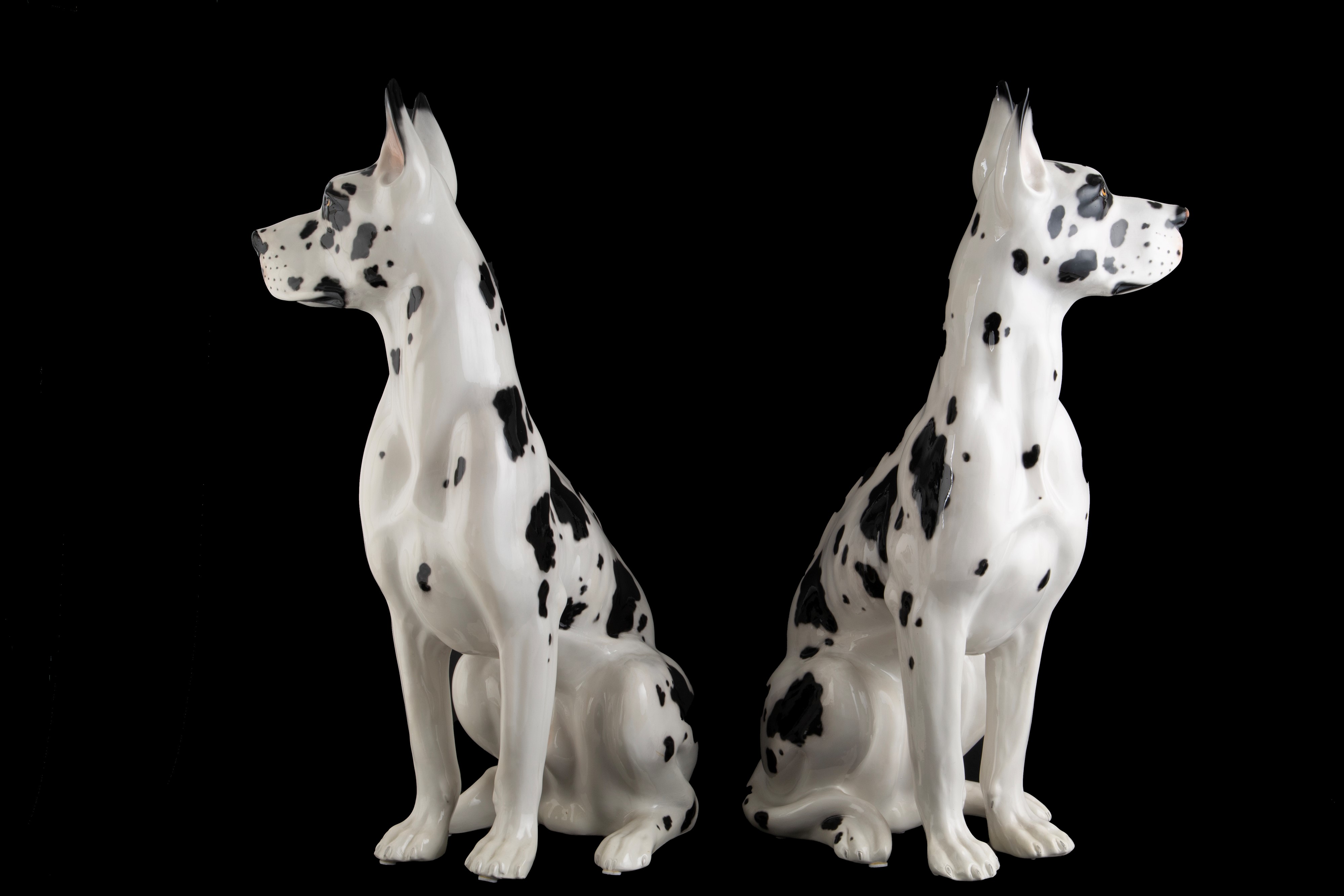 Coppia di sculture in ceramica, 'ALANI ARLECCHINO', XX secolo