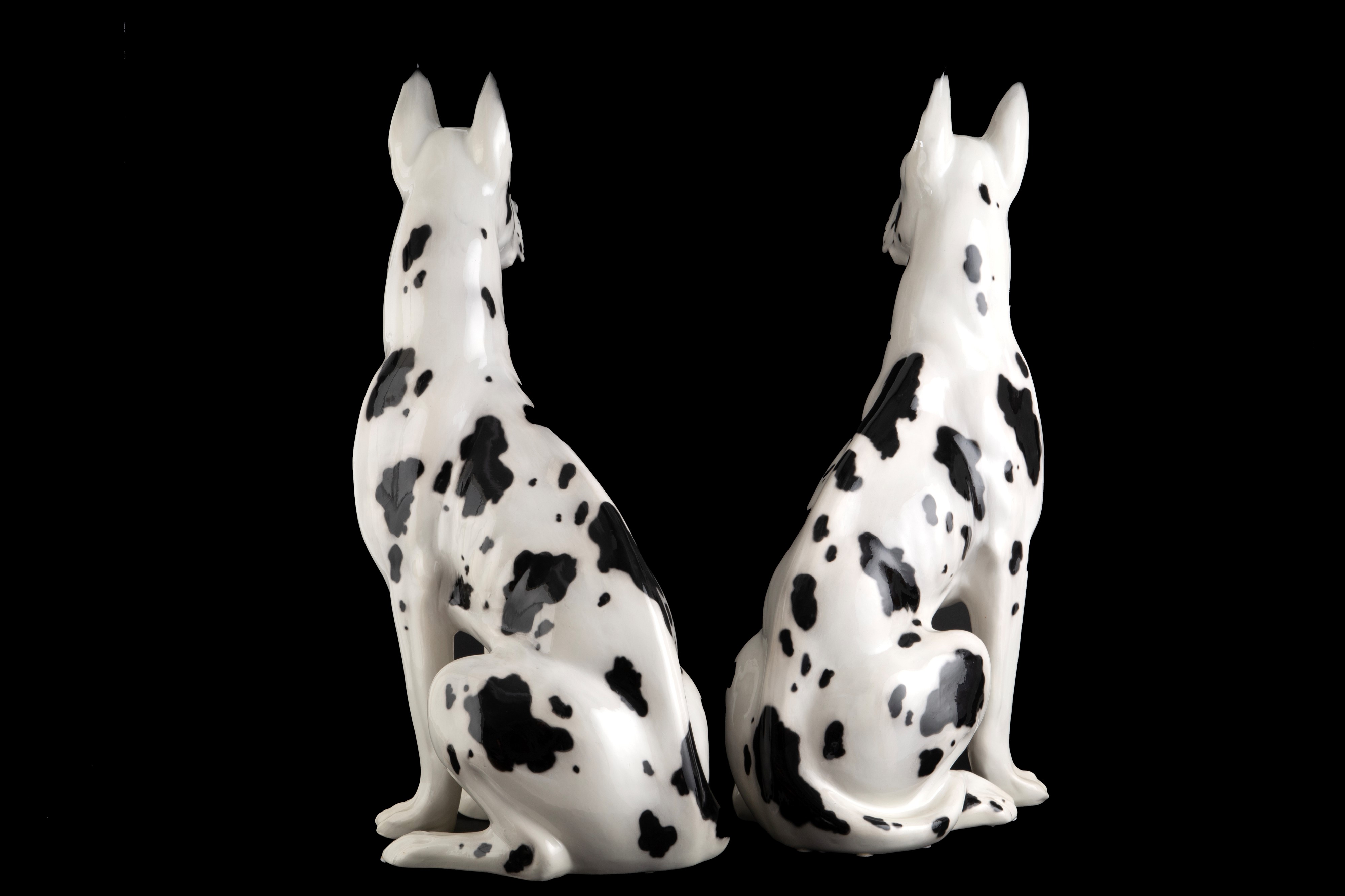Coppia di sculture in ceramica, 'ALANI ARLECCHINO', XX secolo