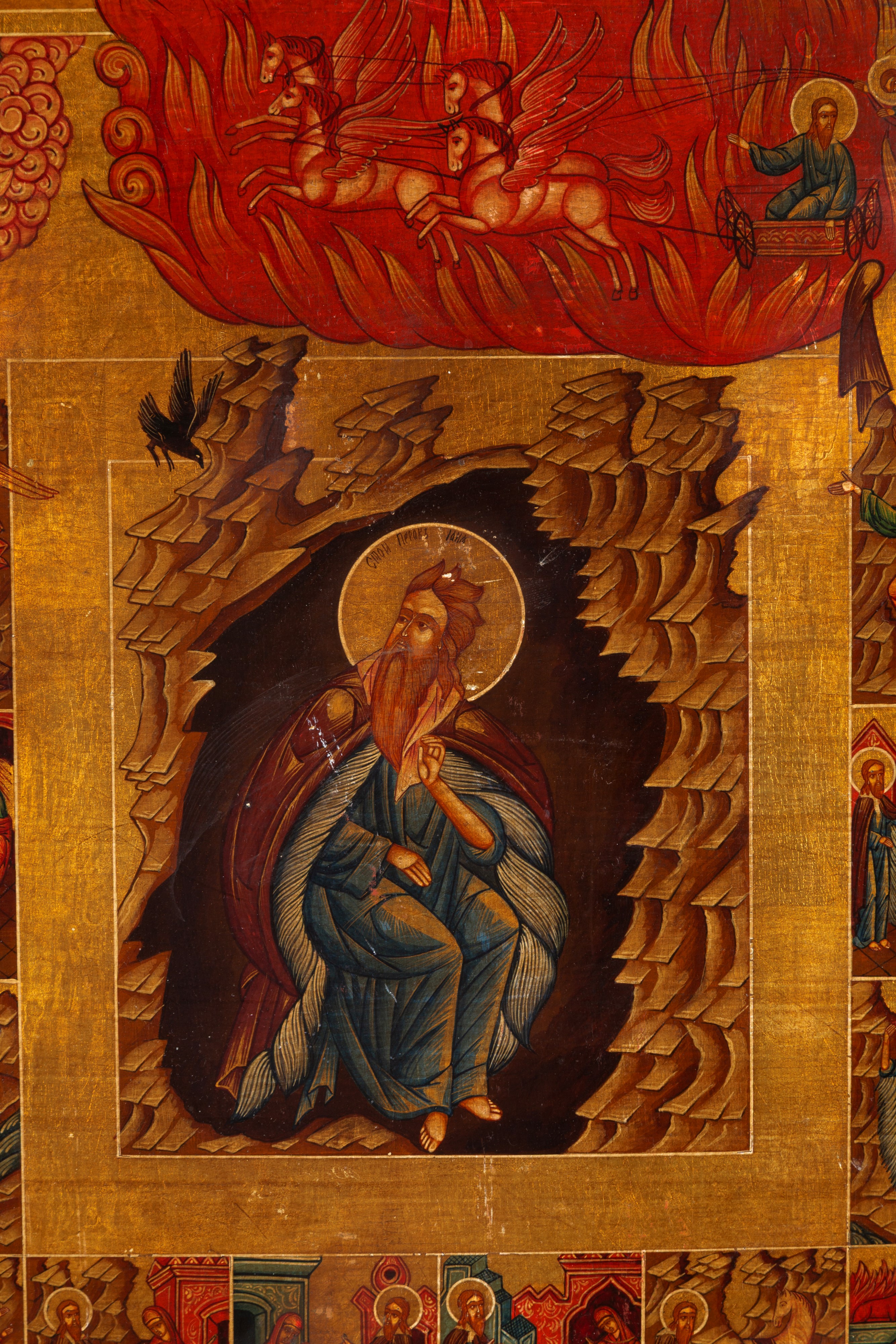 Icona "ASCENSIONE FIAMMEGGIANTE DEL PROFETA ELIA CON SCENE DI VITA"