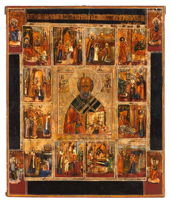 Icona "SAN NICOLA TAUMATURGO CON SCENE DI VITA"