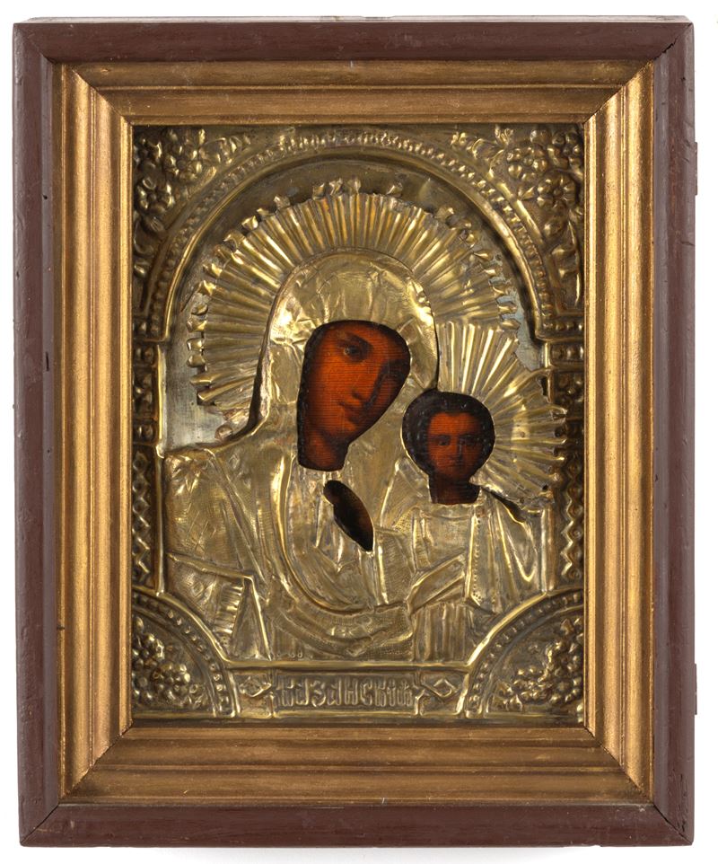 Icona con riza "MADONNA DI KAZAN"