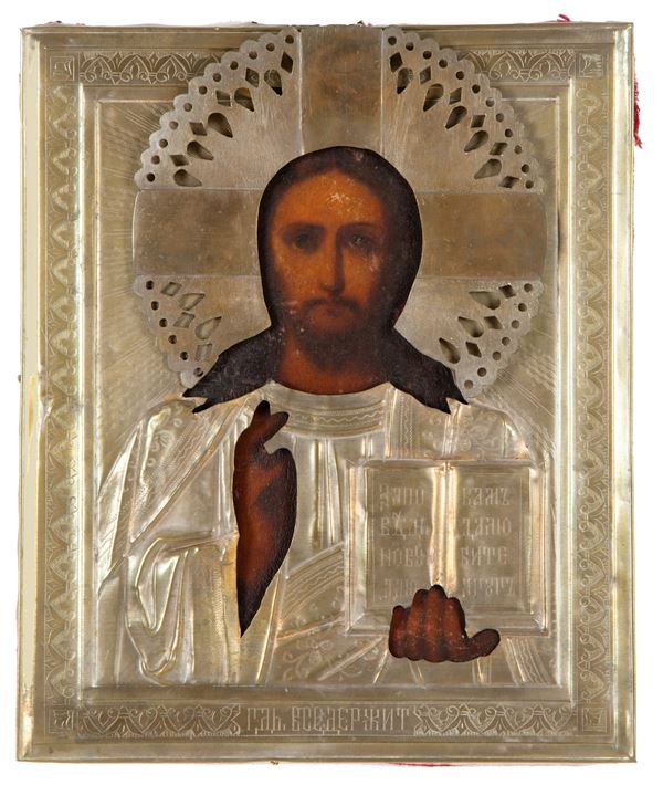 Icona con riza "CRISTO PANTOCRATORE"