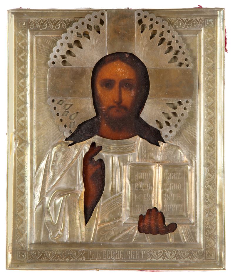 Icona con riza "CRISTO PANTOCRATORE"