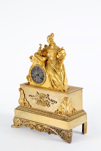 Orologio da tavolo in bronzo dorato, GENTILDONNA, XIX secolo