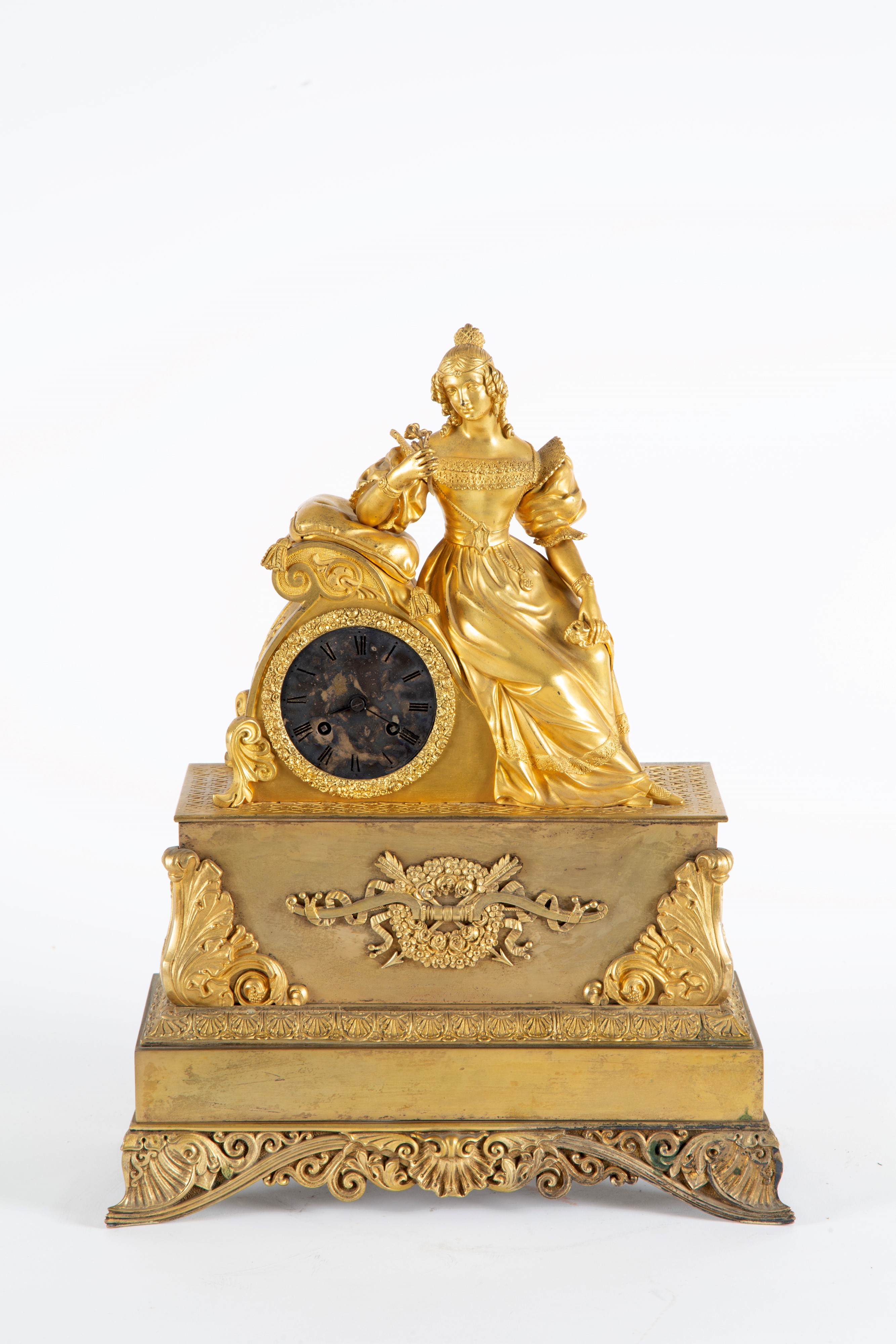 Orologio da tavolo in bronzo dorato, GENTILDONNA, XIX secolo
