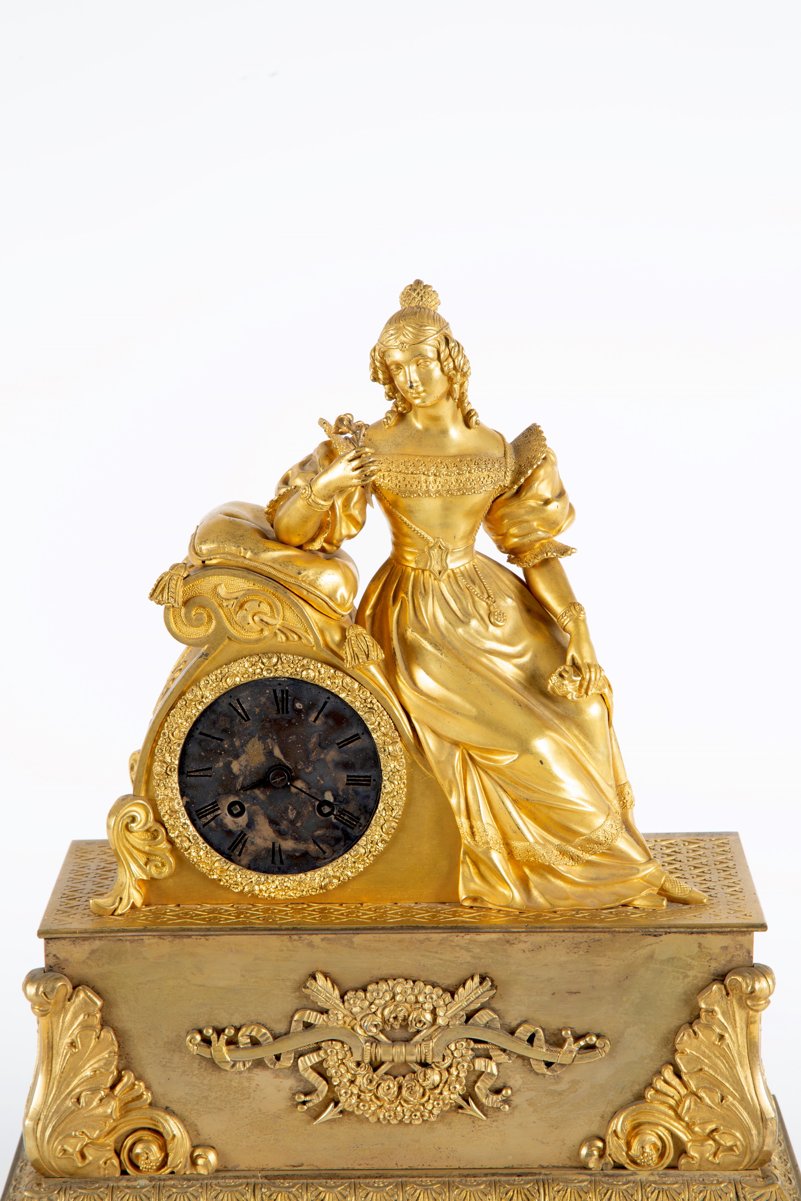Orologio da tavolo in bronzo dorato, GENTILDONNA, XIX secolo